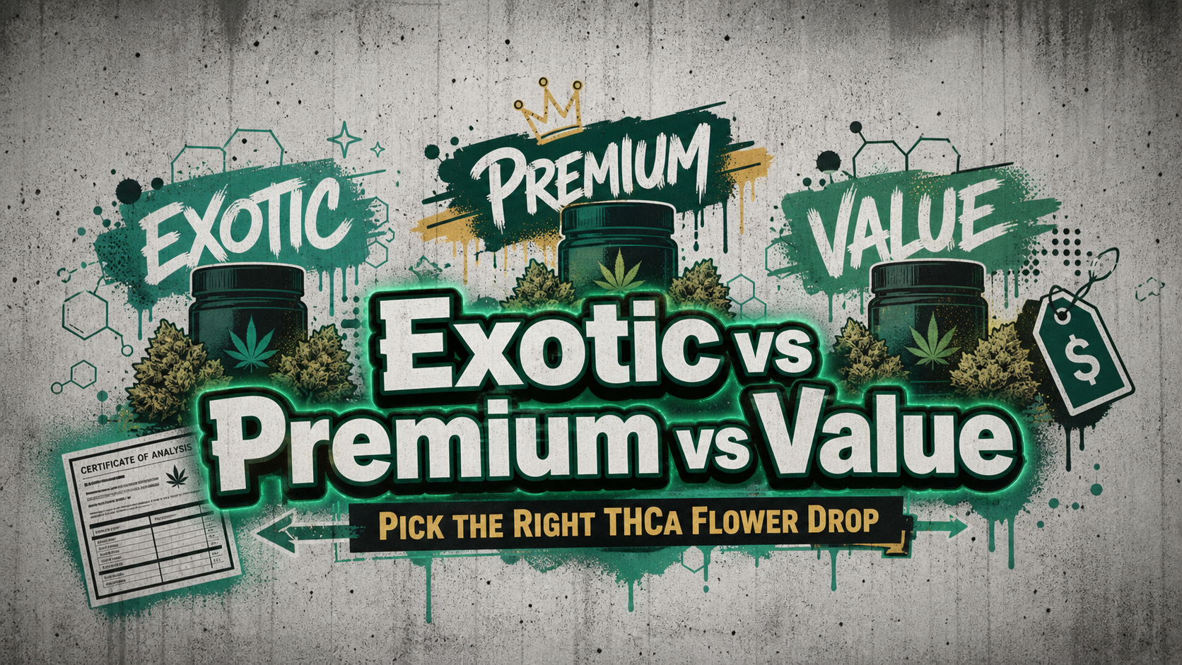 StreetStem Exotic vs Premium vs Value THCa flower blog banner