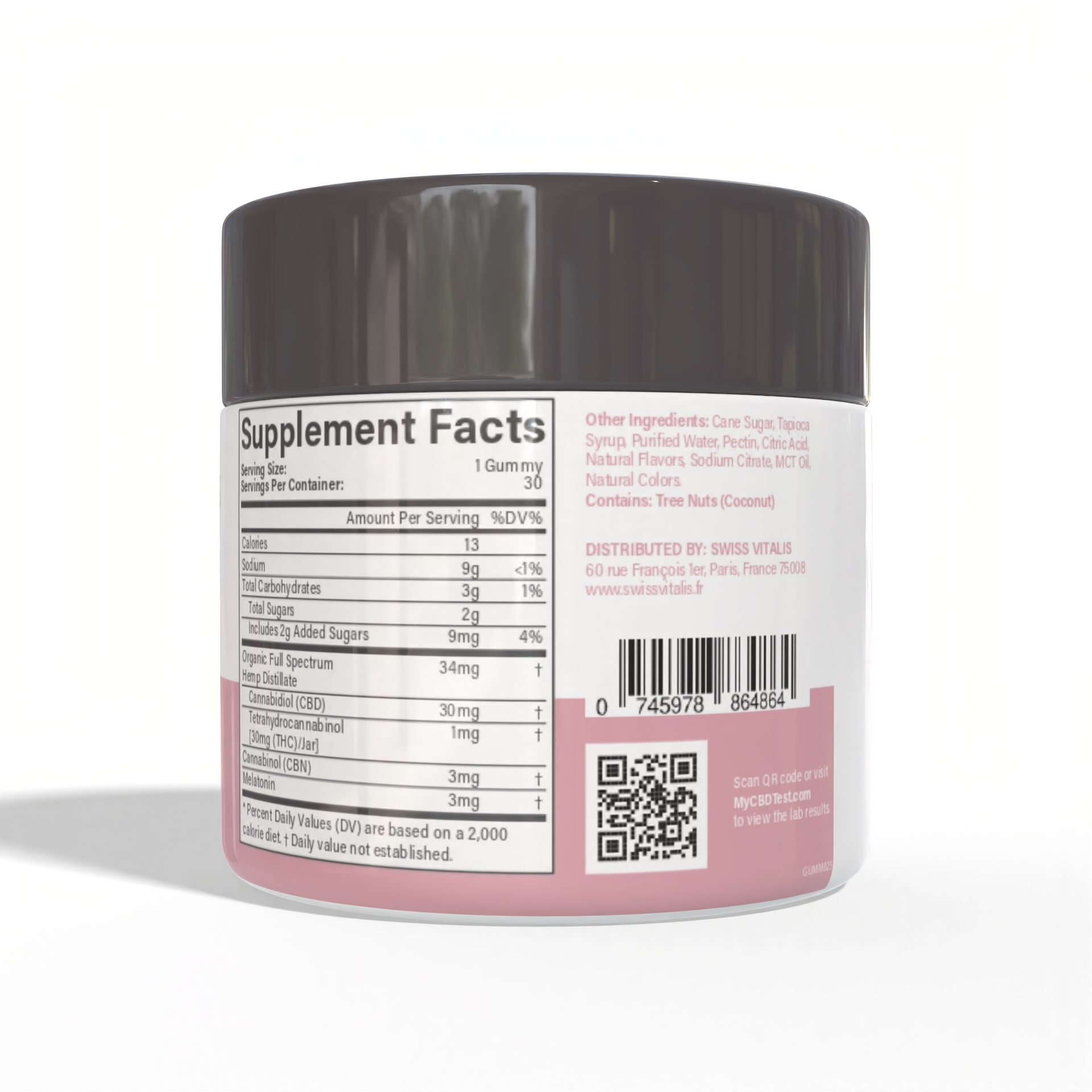 Swiss Vitalis Sleep Gummies - 30 Count CBD+CBN+THC+Melatonin