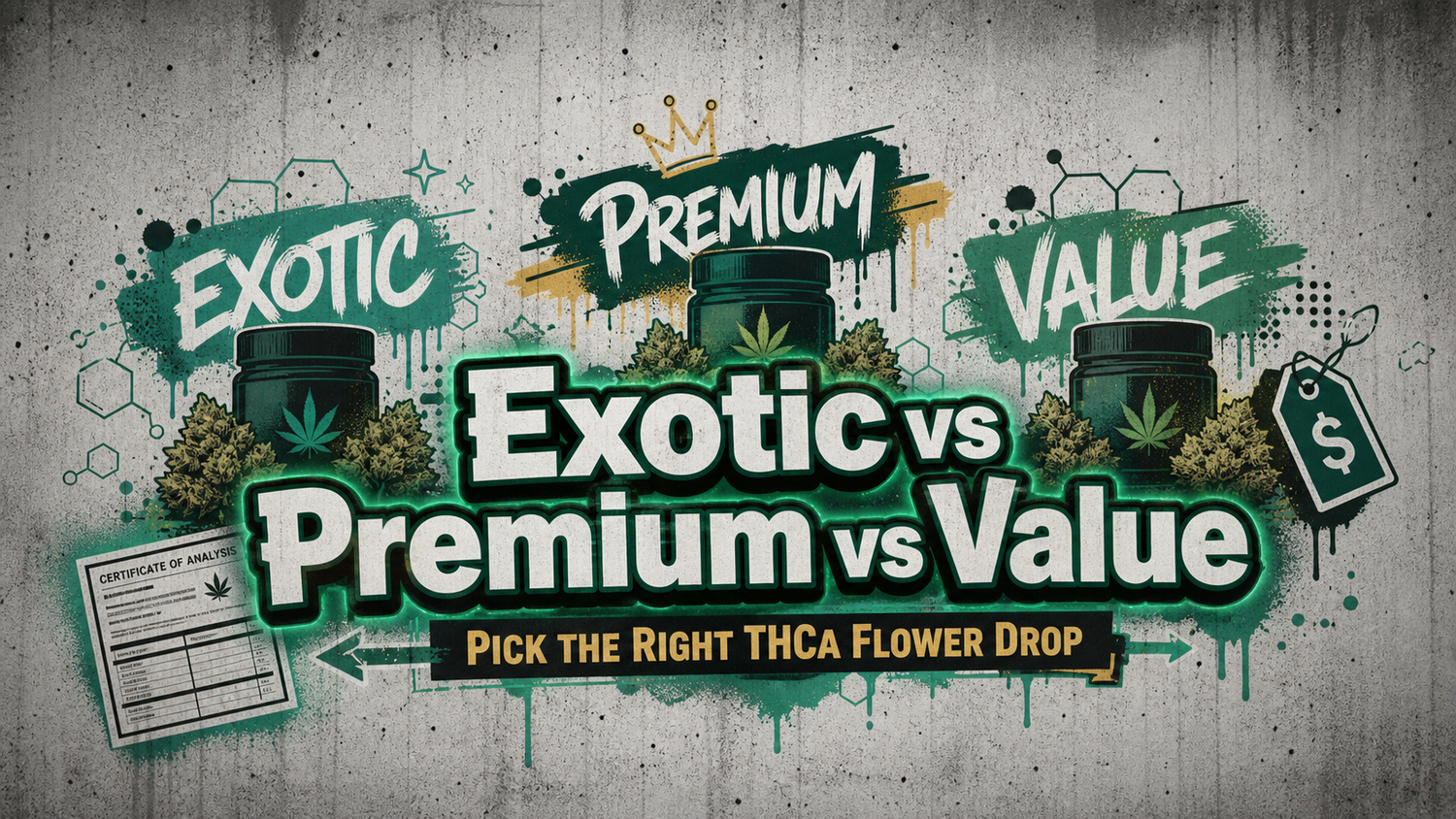 StreetStem Exotic vs Premium vs Value THCa flower blog banner