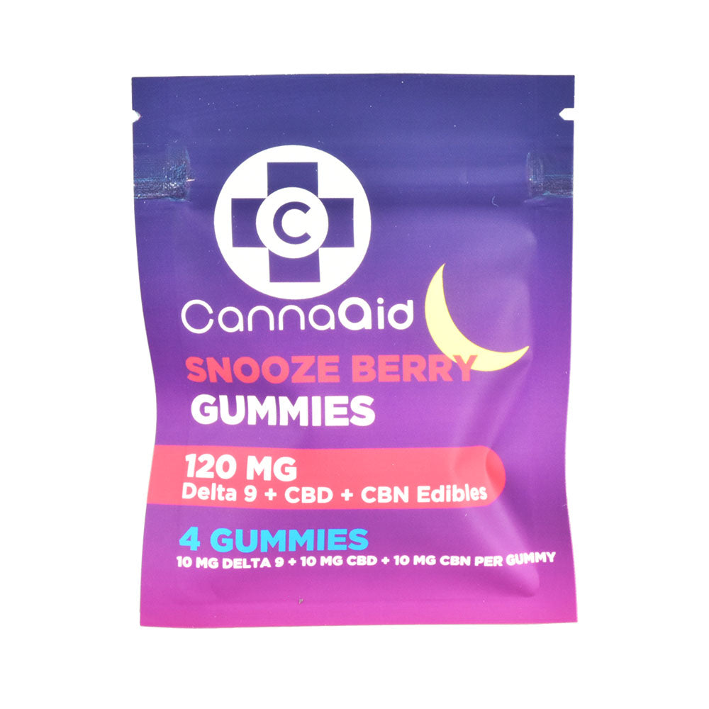 30PC DISP- CannaAid D9+CBD+CBN Gummies 4pk - 120mg/Snooze Berry